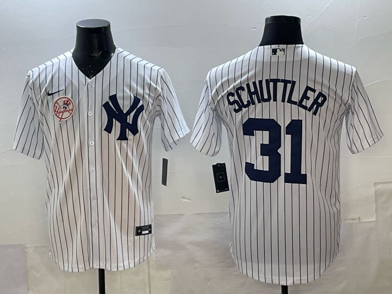 Men New York Yankees #31 Schuttler white stripe Game Nike MLB 2025 Jersey 006->new york yankees->MLB Jersey